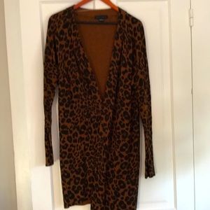 Sanctuary Tunic Sweater Brown & Black Leopard Print